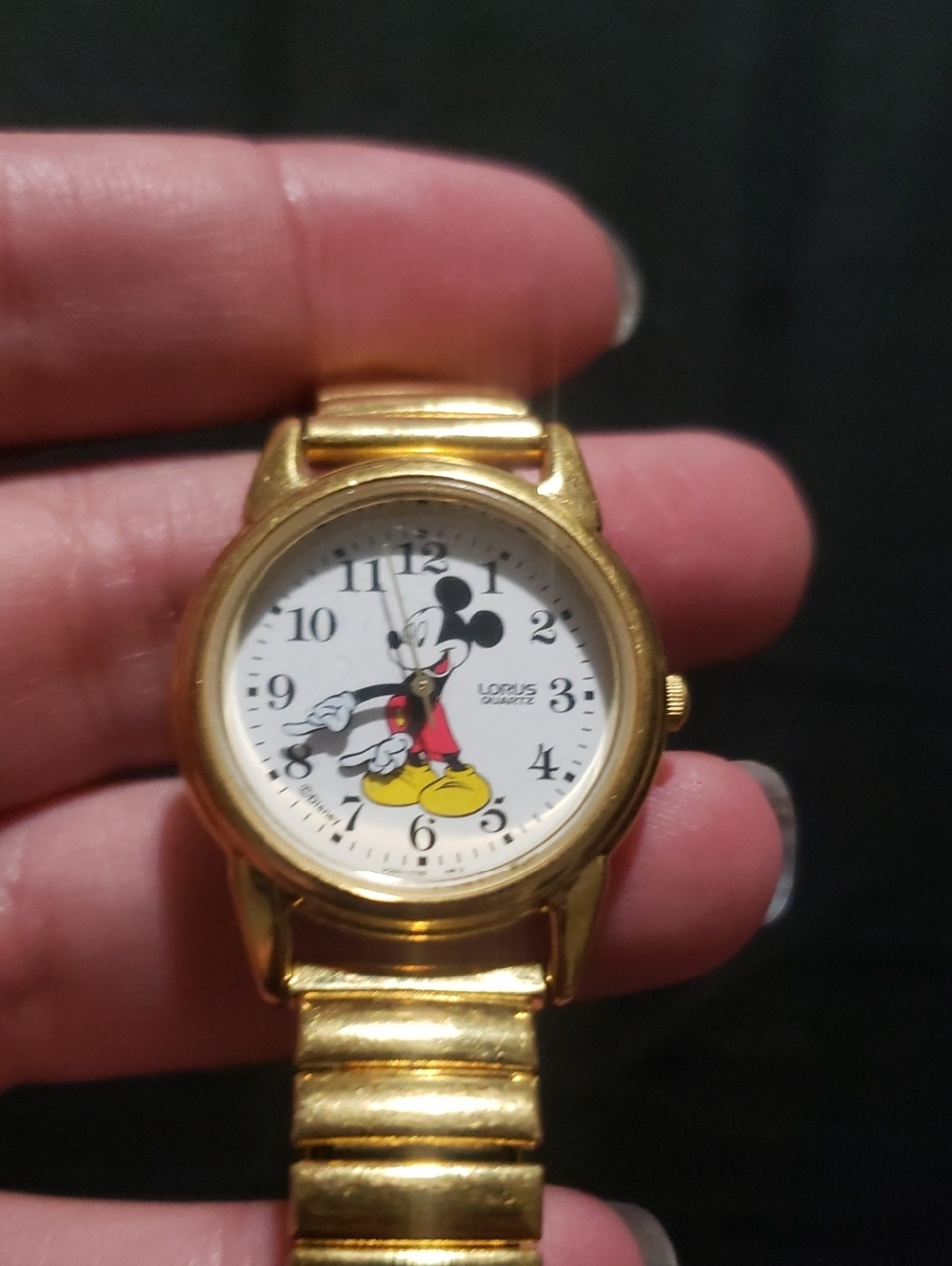 Lorus Disney Mickey Mouse Gold Toned Stretch Watch